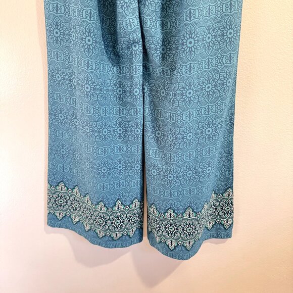 NEW Prana Pants Isadora Size M Medium Palazzo Mosaic Blue Wide Leg Boho Pull On - Picture 7 of 10